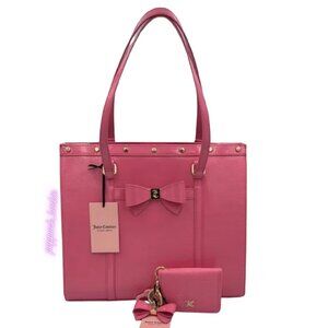 Juicy Couture Pink Tote Bag For the Girls Tote Matching‎ Wallet COMPLETE SET NWT